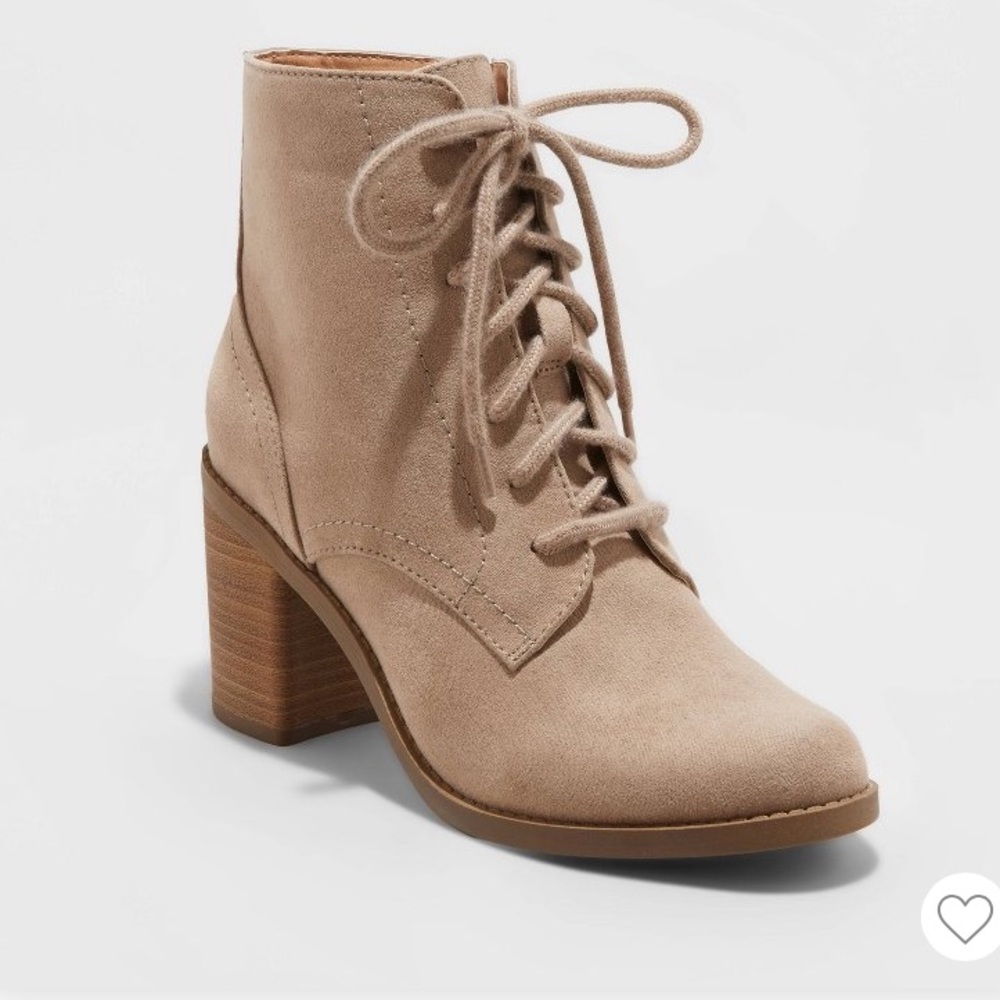 Women's Taupe Lace-Up Ankle Boots